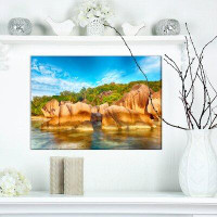 East Urban Home Granite Boulders at Calm Sky - Wrapped Canvas Photograph Print