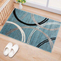 Wade Logan Tolchester Abstract Blue/Gray/Black Area Rug