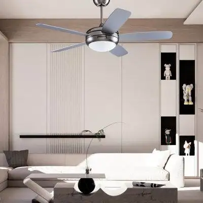 Wrought Studio 52" Ceiling Fan With Remote Iron Blade 5 Blades 3 Colors Speeds