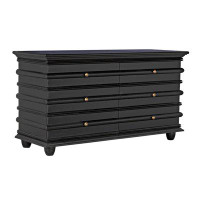 Noir Ascona 6 Drawer 61'' W Solid Wood Double Dresser