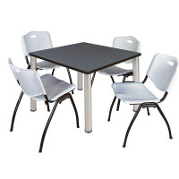 Inbox Zero Kee Square Breakroom Table Top, 4 M Stack Chairs