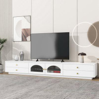 Brayden Studio Luxurious TV Stand With Fluted Glass Doors, Elegant And Functional Media Console For Tvs Up To 90'', Temp