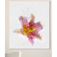 Made in Canada - Design Art 'Watercolor Pink Lily Flower Sketch' Painting Print on Wrapped Canvas