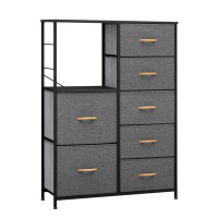 ZeaZu 34" Brown Steel And Fabric Seven Drawer Chest