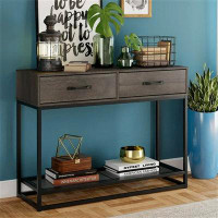 HOMFA Homfa Console Table With Drawers And Storage Shelf, Narrow Long Sofa Entryway Table For Living Room, Entryway, Hal