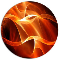 Made in Canada - Design Art 'Orange 3d Abstract Fractal Waves' Graphic Art Print on Metal