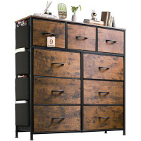 17 Stories 9 Dresser 39.4" W Chest Organizer Unit for Bedroom with Side Pockets and Hooks Fabric Storage