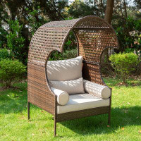 Alphamarts Wicker Lounge Chair With Cushions