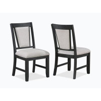 Wenty 2Pc Contemporary Dining Side Chair Upholstered Padded Seat Back Finish Wooden Furniture Dining Room