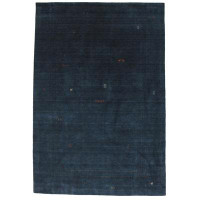 CaliComfy Hand Loom All Over Modern Indo Indo 100% Wool On Cotton Blue Background Blue Border - 6'7''X9'8''