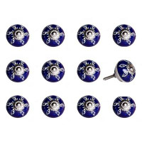 HomeRoots 1.5" X 1.5" X 1.5" Navy, White And Silver - Knobs 12-Pack