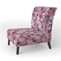 Red Barrel Studio Springtime Purple Blossoms Botanical Pattern - Upholstered Cottage Accent Chair