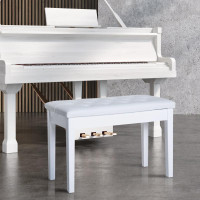Free Fast Shipping ! 30 Padded Storage Piano Bench Artist Keyboard Seat Faux Leather (White)