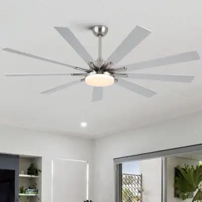 Ivy Bronx 72 In Integrated LED Brushed Nickel Smart Ceiling Fan With Remote Control