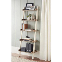 Latitude Run® 5 Shelf Leaning Bookcase; Off-White