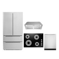 Cosmo 4 Piece Kitchen Package With 30" Electric Cooktop 30" Insert Range Hood 24" Built-in Fully Integrated Dishwasher &