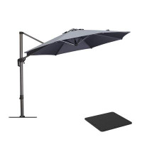 Arlmont & Co. Arlmont & Co. Outdoor 120'' Cantilever Round Aluminum Umbrella with Steel Plate Base
