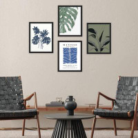 SIGNLEADER Matisse Tropical Plant Leaf Abstract Boho Framed Bathroom Decor for Bedroom Office