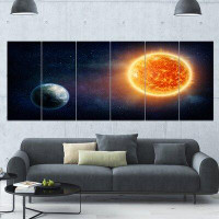 Design Art 'Planet Earth and Sun'  6 Piece Photographic Print Set on Canvas