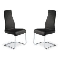 Orren Ellis Casabianca Home Eirny Set Of 2 Armless PU Leather Modern Dining Chairs With Metal Leg , White - For Dining R