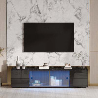 Wrought Studio TV Stand, TV Cabinet, With Led Remote Control Lights,Roof Gravel Texture