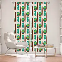 East Urban Home Lined Window Curtains 2-panel Set for Window Size Nika Mid Century Modern Turquoise