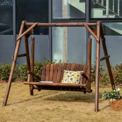 Garden Swing Chair 78"L x 53.25"W x 67" H Carbonized