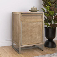 Bay Isle Home™ Handwoven End Table With Drawer, Cabinet, And Artisanal Wood Finish