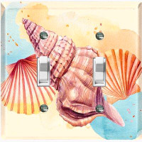 WorldAcc Metal Light Switch Plate Outlet Cover (Sea Shell Clams Sand Beach  - Double Toggle)