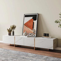 Hokku Designs Stone TV Stand,Modern Media Console With Drawers, Sintered Stone Top,  Fully-Assembled, 78.7"