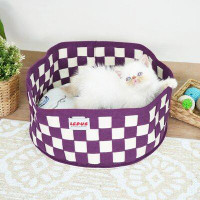 sussexhome High Wall Cozy Cat Bed With Pillow For Cats And Small Dogs - Decorative Non-Slip Bolster Inner Cushion Calmin