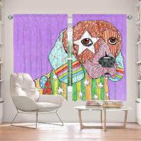 East Urban Home Lined Window Curtains 2-panel Set for Window Size by Marley Ungaro - Beagle Dog Violet