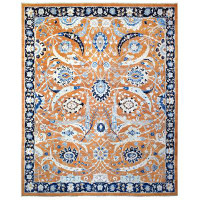 Landry & Arcari Rugs and Carpeting Sickle Leaf One-of-a-Kind 11'9" x 14'3" Area Rug in Orange/Blue/Ivory