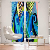 East Urban Home Lined Window Curtains 2-panel Set for Window by Lorien Suarez - Water Series 4