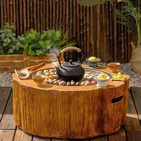 Loon Peak 25.2"W Wood Burning Outdoor Fire Pit Table With Lid