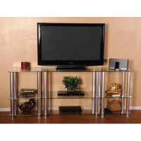 RTA Home And Office Extra Tall Glass and Aluminum TV Stand