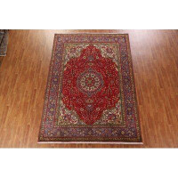 Rugsource Floral Red Tabriz Persian Design Area Rug Hand-Knotted 8X12