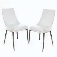 Wenty Set Of 2 Leatherette Dining Chairs In Sliver And White