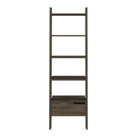 Loon Peak 70" Dark Walnut Five Tier Ladder Bookcase With Drawer
