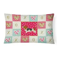 The Holiday Aisle® Chloe-Ann Basset Hound Love Outdoor Rectangular Cushion with filling
