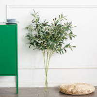 Primrue Vivid Anti-fade Cloth Artificial Plant Hexagonal Olive Leaf Branch Imitation Plant Home Decor