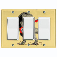 WorldAcc Metal Light Switch Plate Outlet Cover (Dinosaur T-Rex Guitar Yellow - Single Toggle)