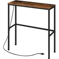 17 Stories Narrow Console Table with Power Outlets,29.5" Entryway Table with Charging Station,Sofa Table