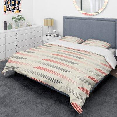 Made in Canada - East Urban Home Horizontal Retro Geometrical I Mid-Century Duvet Cover Set in Bedding