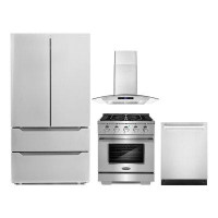 Cosmo 4 Piece Kitchen Package with French Door Refrigerator & 30" Freestanding Gas Range