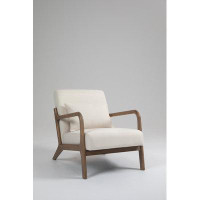 George Oliver Mid Century Modern Reading Armchair: Wood Frame Accent Chair with Upholstered Waist Cushion
