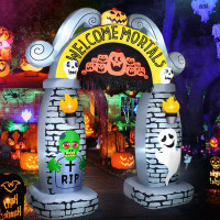 The Holiday Aisle® 10 Ft Giant Halloween Inflatables Tombstone Archway, Huge Halloween Blow Up Yard Decoration With Buil