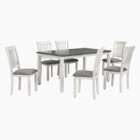 Red Barrel Studio 7-Piece Dining Table Set Wood Dining Table and 6 Upholstered Chairs
