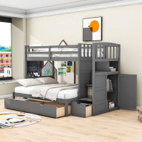Viv + Rae Blassingame Kanode Twin Over Full 3 Drawer Standard Bunk Bed with Shelves by Viv + Rae™