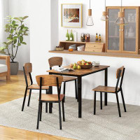 Audiohome 5 Piece Industrial Dining Table Set For 4, Rectangular Kitchen Table And Chairs, Dining Room Set For Small Spa